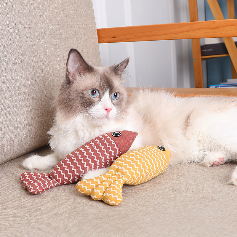 Interactive Linen Fish Cat Toy – Funny Bite & Kick Plush Toy