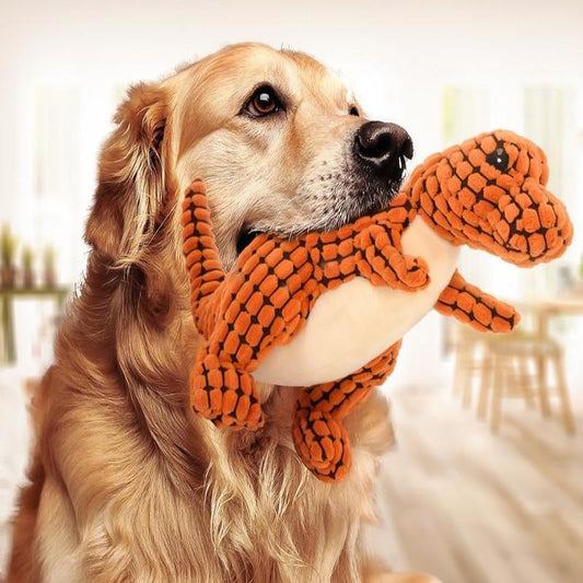 Dinosaur Squeaky Plush Dog Toy For Large Dogs – Durable Chew Toy