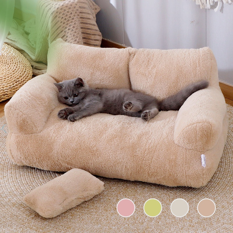 Luxury Plush Cat Bed Sofa – Warm Winter Nest for Cats & Small Dogs