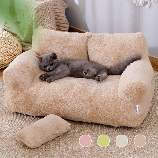 Luxury Plush Cat Bed Sofa – Warm Winter Nest for Cats & Small Dogs