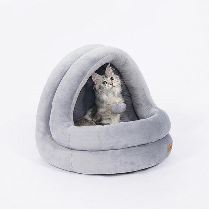 Warm Plush Cat House Bed – Cozy Indoor Cave Bed for Cats & Dogs