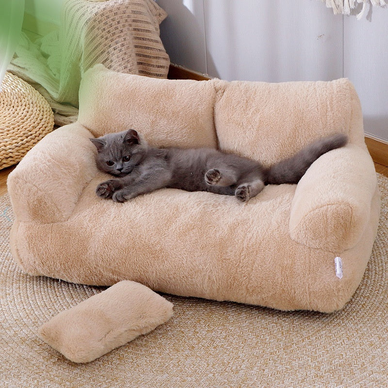 Luxury Plush Cat Bed Sofa – Warm Winter Nest for Cats & Small Dogs
