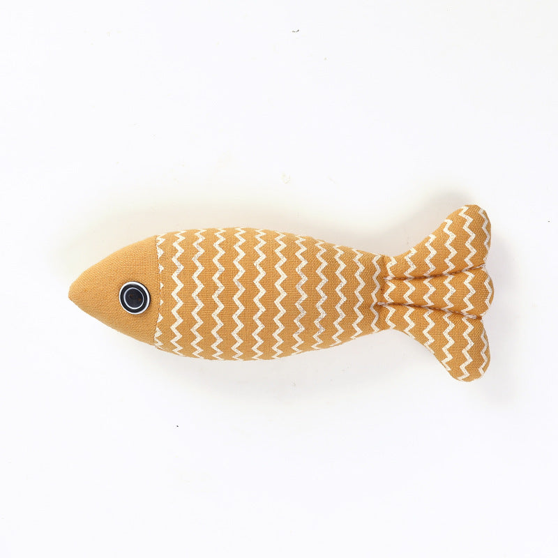 Interactive Linen Fish Cat Toy – Funny Bite & Kick Plush Toy