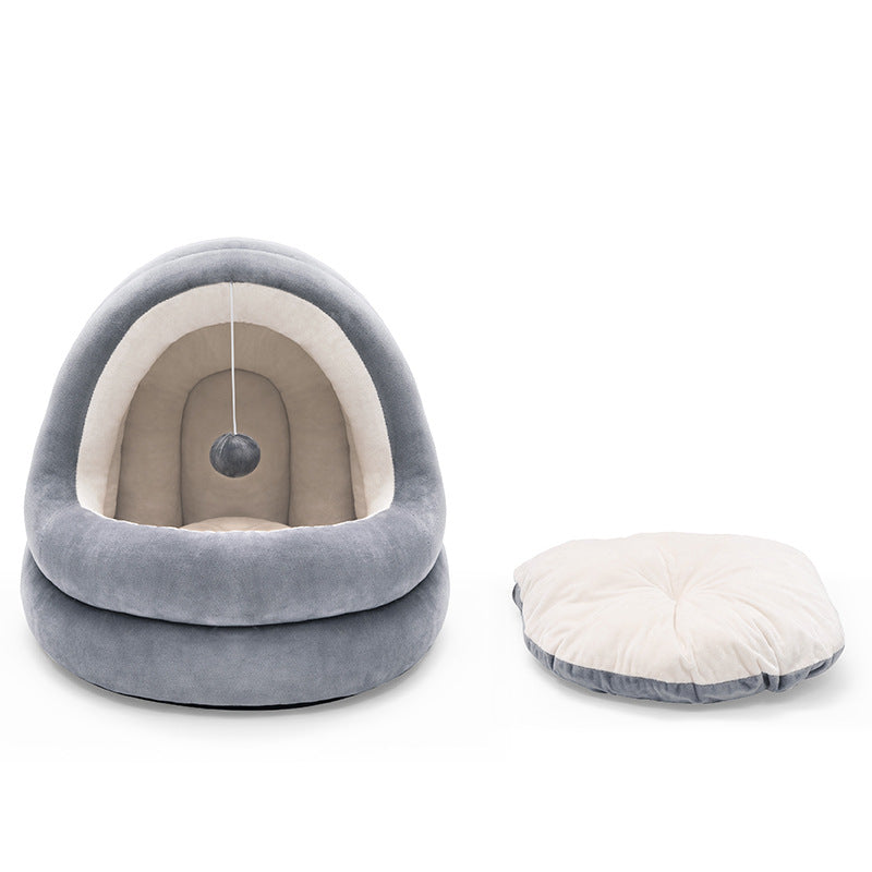 Warm Plush Cat House Bed – Cozy Indoor Cave Bed for Cats & Dogs
