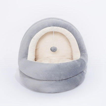 Warm Plush Cat House Bed – Cozy Indoor Cave Bed for Cats & Dogs