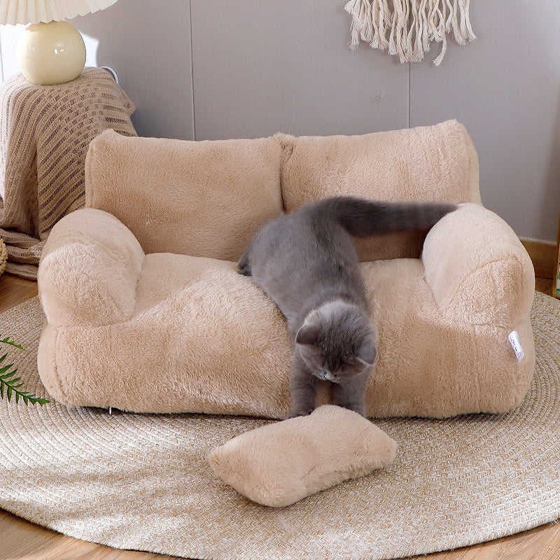 Luxury Plush Cat Bed Sofa – Warm Winter Nest for Cats & Small Dogs